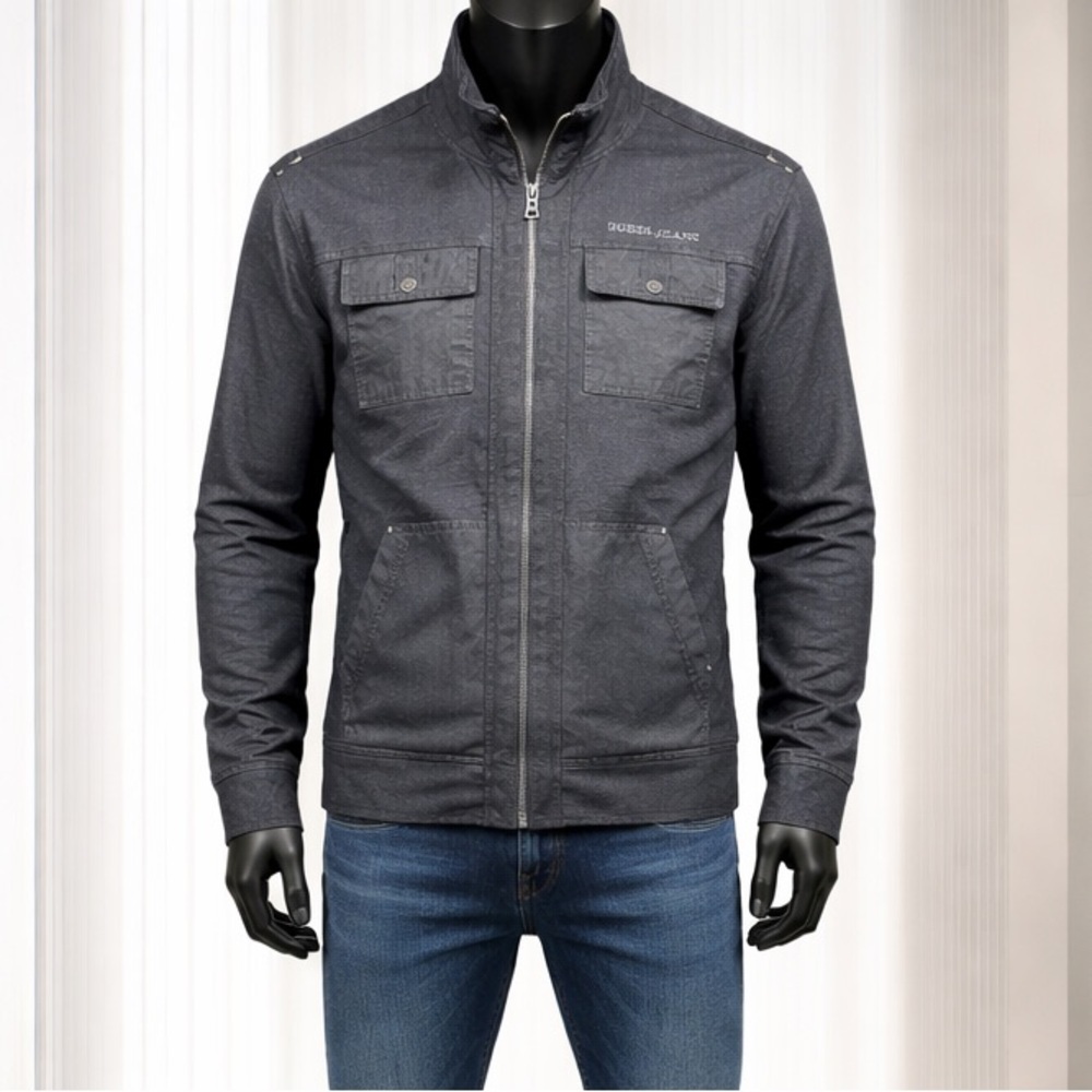 Vintage Y2K Guess Jeans Men's Charcoal Jacket